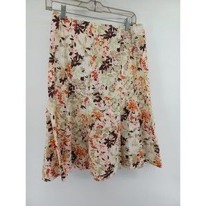 B.MOSS Floral Skirt Womens Pencil Multicolor Size 4 Zip Kick Pleated 100% Cotton